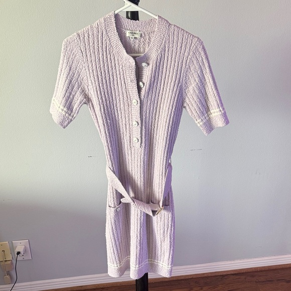CHANEL Lavender Knit Dress with Belt